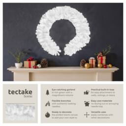 tectake Christmas Garland In Detailed & Lifelike Look, 270 Cm Long in White - thumbnail 2