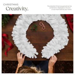 tectake Christmas Garland In Detailed & Lifelike Look, 270 Cm Long in White - thumbnail 7