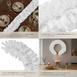 tectake Christmas Garland In Detailed & Lifelike Look, 270 Cm Long in White - thumbnail 5