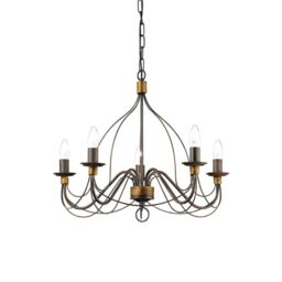 Netlighting Corte 5 Light Chandelier Rust Brown Finish E14