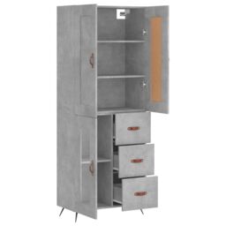 Berkfield Home Highboard Concrete Grey 69.5x34x180 cm Engineered Wood - thumbnail 4