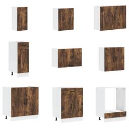 Berkfield Home Elegant 14 Piece Kitchen Cabinet Set Kalmar Smoked Oak Engineered Wood in Brown - thumbnail 4