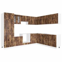 Berkfield Home Elegant 14 Piece Kitchen Cabinet Set Kalmar Smoked Oak Engineered Wood in Brown - thumbnail 3