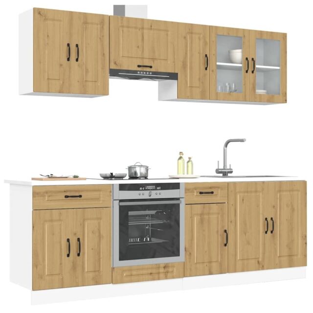 Berkfield Home 8 Piece Kitchen Cabinet Set Kalmar Artisan Oak Engineered Wood in Brown - image 1