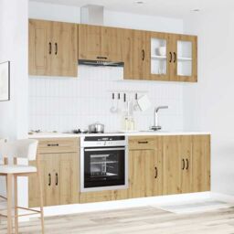Berkfield Home 8 Piece Kitchen Cabinet Set Kalmar Artisan Oak Engineered Wood in Brown - thumbnail 3