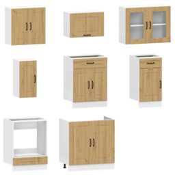 Berkfield Home 8 Piece Kitchen Cabinet Set Kalmar Artisan Oak Engineered Wood in Brown - thumbnail 4