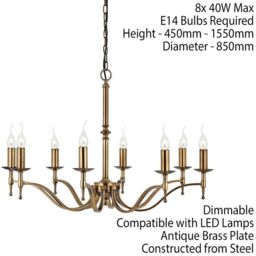 Loops Avery Ceiling Pendant Chandelier Light 8 Lamp Antique Brass Curved Candelabra in Metallics - thumbnail 2