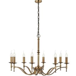 Loops Avery Ceiling Pendant Chandelier Light 8 Lamp Antique Brass Curved Candelabra in Metallics - thumbnail 3