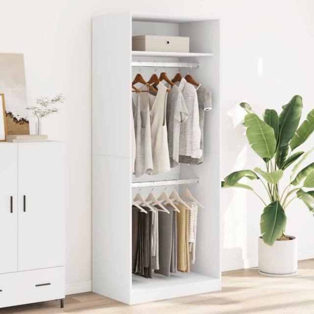 Berkfield Home Wardrobe White 80x50x200 cm Engineered Wood - Size: 80 x 50 x 200 cm - image 1