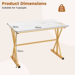Costway Modern Sintered Stone Dining Table Rectangular Kitchen Table in White - thumbnail 2