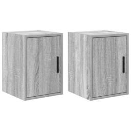 Berkfield Home Garage Wall Cabinets 2 pcs Grey Sonoma Engineered Wood - thumbnail 1