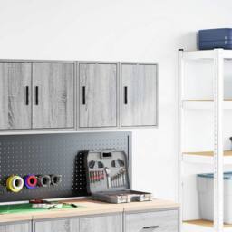 Berkfield Home Garage Wall Cabinets 2 pcs Grey Sonoma Engineered Wood - thumbnail 3