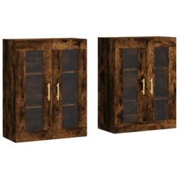 Berkfield Home Wall Mounted Cabinets 2 pcs Smoked Oak Engineered Wood in Brown - thumbnail 2
