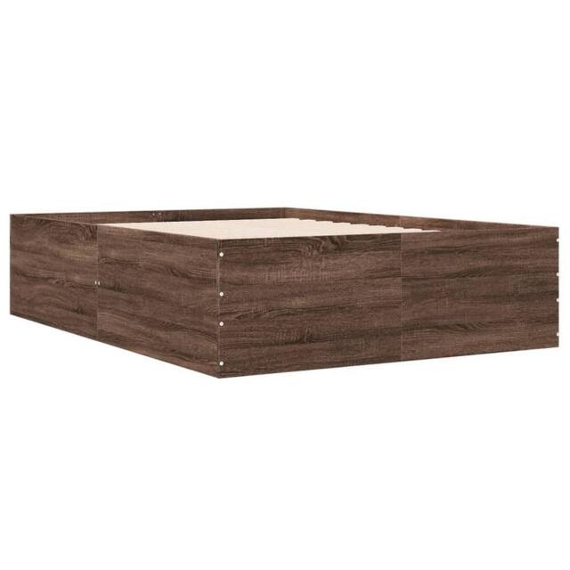 Berkfield Home Modern Bed Frame without Mattress Brown Oak 135x190 cm Double - image 1
