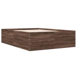 Berkfield Home Modern Bed Frame without Mattress Brown Oak 135x190 cm Double - thumbnail 1