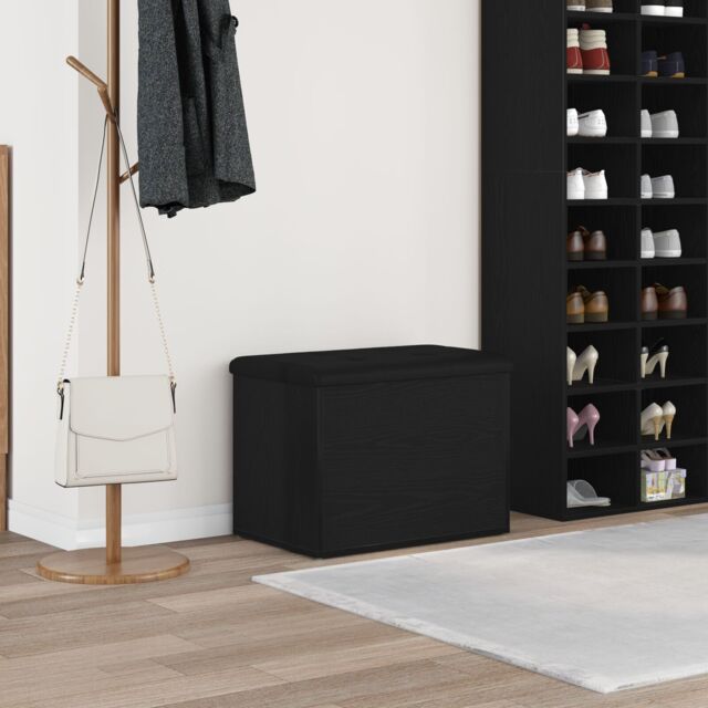 Berkfield Home Storage Bench Black Oak 60x40x45 cm Engineered Wood - Size: 60 x 40 x 45 cm - image 1