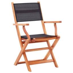 Berkfield Home Folding Garden Chairs 2 pcs Black Solid Eucalyptus Wood & Textilene