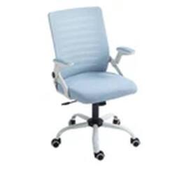 EONLION Mid-Back Office Chair Flip-Up Armrest Desk Swivel Chair Blue in Light Blue
