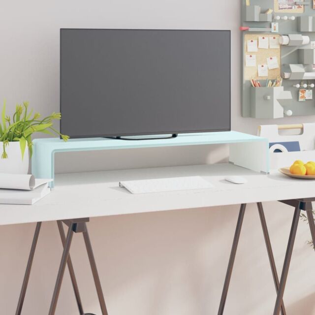 Berkfield Home TV Stand/Monitor Riser Glass Green 80x30x13 cm - Size: 80 x 30 x 13 cm - image 1