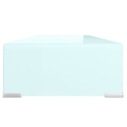 Berkfield Home TV Stand/Monitor Riser Glass Green 80x30x13 cm - Size: 80 x 30 x 13 cm - thumbnail 4