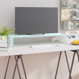 Berkfield Home TV Stand/Monitor Riser Glass Green 80x30x13 cm - Size: 80 x 30 x 13 cm - thumbnail 1