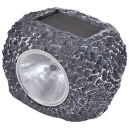 Berkfield Home Outdoor Solar Powered LED Spotlight Stone Shape 12 pcs in Grey - thumbnail 2