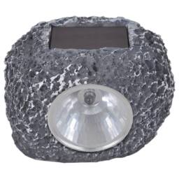Berkfield Home Outdoor Solar Powered LED Spotlight Stone Shape 12 pcs in Grey - thumbnail 3