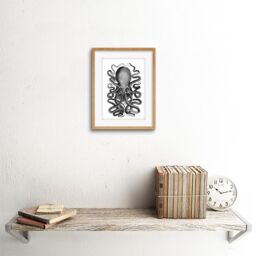 "Artery8 Wall Art Print Octopus Vintage Art Framed 9x7 inch in Beige - Size: W7"" x H9""" - thumbnail 2
