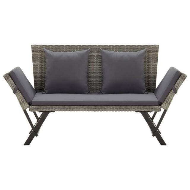 Berkfield Home Garden Bench with Cushions Grey 176 cm Poly Rattan - image 1