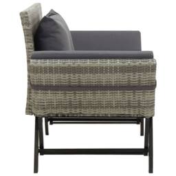 Berkfield Home Garden Bench with Cushions Grey 176 cm Poly Rattan - thumbnail 3