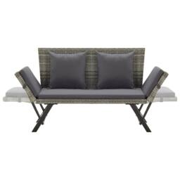 Berkfield Home Garden Bench with Cushions Grey 176 cm Poly Rattan - thumbnail 5