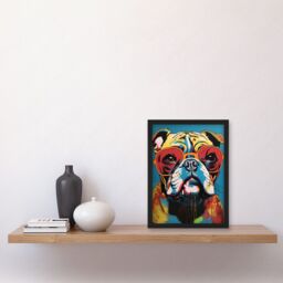 Artery8 English Bulldog Wearing Sunglasses Modern Pop Art Artwork Framed Wall Art Print A4 in Black - thumbnail 2