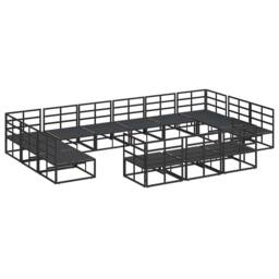 Berkfield Home Garden Sofa Set 13 pcs Black 423 x 211.5 x 71 cm Aluminium - thumbnail 7