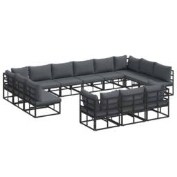 Berkfield Home Garden Sofa Set 13 pcs Black 423 x 211.5 x 71 cm Aluminium - thumbnail 3