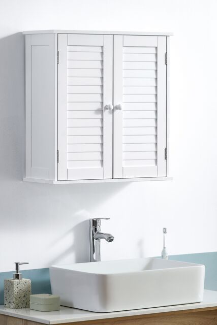 Home Discount Bath Vida Liano 2 Door Wall Cabinet with Shelves Bathroom Storage in White - image 1