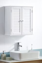 Home Discount Bath Vida Liano 2 Door Wall Cabinet with Shelves Bathroom Storage in White
