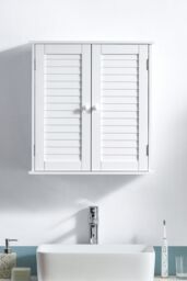 Home Discount Bath Vida Liano 2 Door Wall Cabinet with Shelves Bathroom Storage in White - thumbnail 5