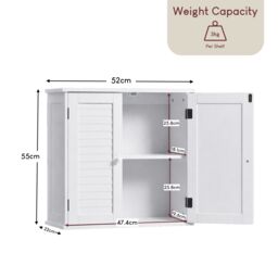 Home Discount Bath Vida Liano 2 Door Wall Cabinet with Shelves Bathroom Storage in White - thumbnail 2