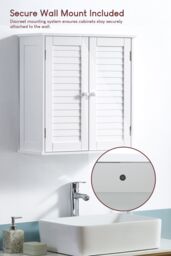 Home Discount Bath Vida Liano 2 Door Wall Cabinet with Shelves Bathroom Storage in White - thumbnail 4