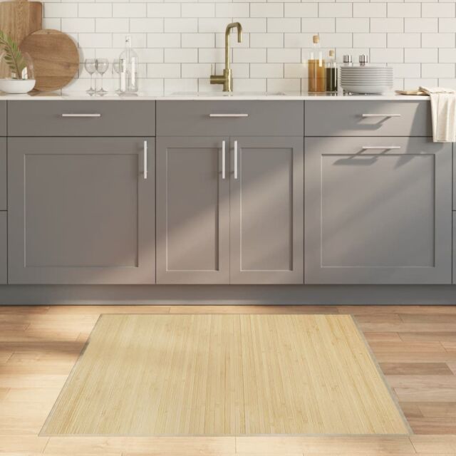 Berkfield Home Rug Square Light Natural100x100 cm Bamboo in Beige - Size: Medium - image 1