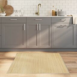Berkfield Home Rug Square Light Natural100x100 cm Bamboo in Beige - Size: Medium - thumbnail 1