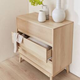 sweeek 3-drawer Chest With Grooved Wooden Detail in Light Brown - thumbnail 6