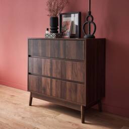 sweeek 3-drawer Chest With Grooved Wooden Detail in Brown - thumbnail 6