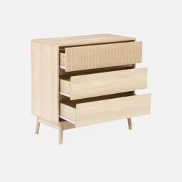 sweeek 3-drawer Chest With Grooved Wooden Detail in Light Brown - thumbnail 3