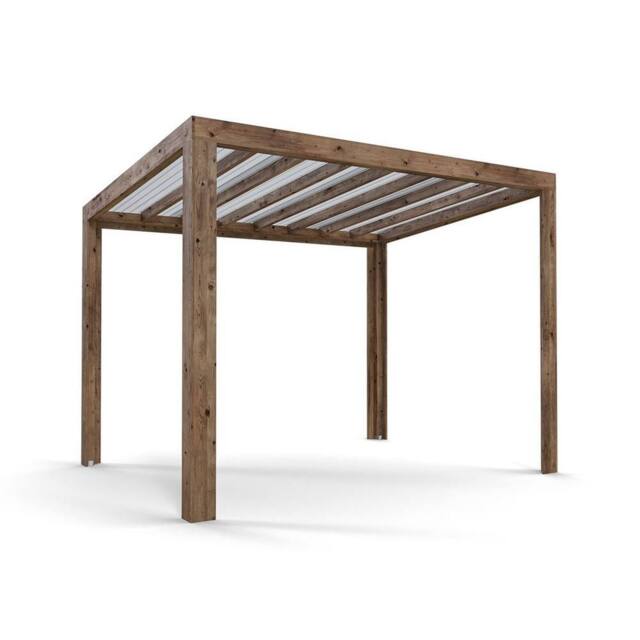 Dunster House Pergola with Roof 3m x 2.5m Pressure Treated Terracube in Brown - image 1