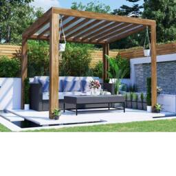 Dunster House Pergola with Roof 3m x 2.5m Pressure Treated Terracube in Brown - thumbnail 6