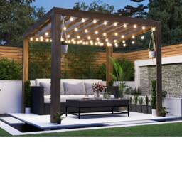 Dunster House Pergola with Roof 3m x 2.5m Pressure Treated Terracube in Brown - thumbnail 7