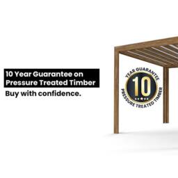 Dunster House Pergola with Roof 3m x 2.5m Pressure Treated Terracube in Brown - thumbnail 5