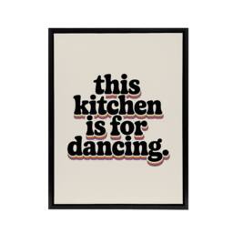 "Artery8 This Kitchen Is For Dancing Funky Retro Typography Framed Canvas Art in Beige - Size: W12"" x H16""" - thumbnail 1