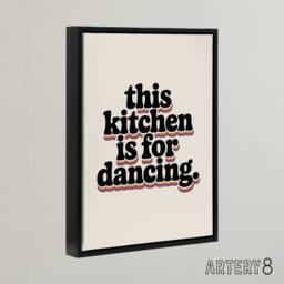 "Artery8 This Kitchen Is For Dancing Funky Retro Typography Framed Canvas Art in Beige - Size: W12"" x H16""" - thumbnail 2
